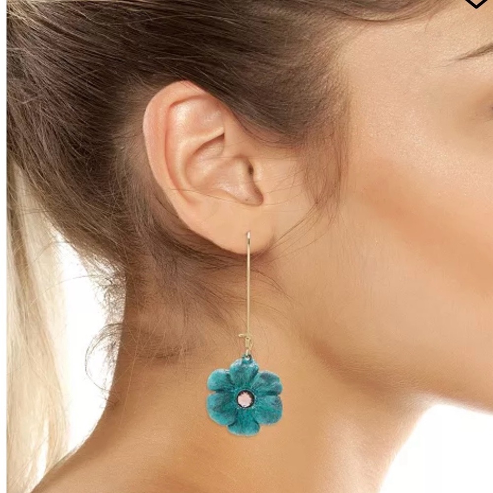Robert Lee Morris Teal Floral Drop Earrings